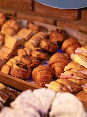 a tray of pastries and pastries