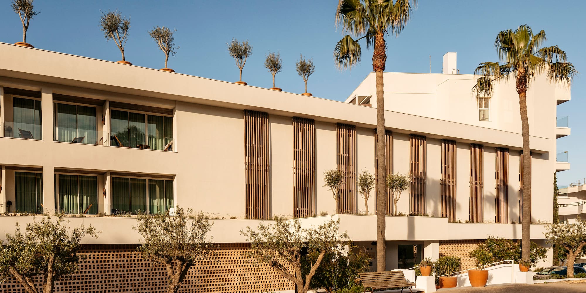 a building with trees on top of it