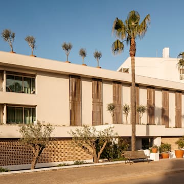 a building with trees on top of it