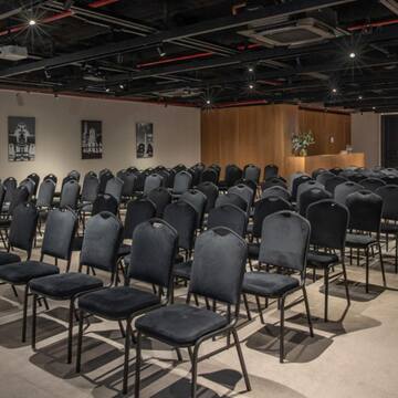 a room with many chairs