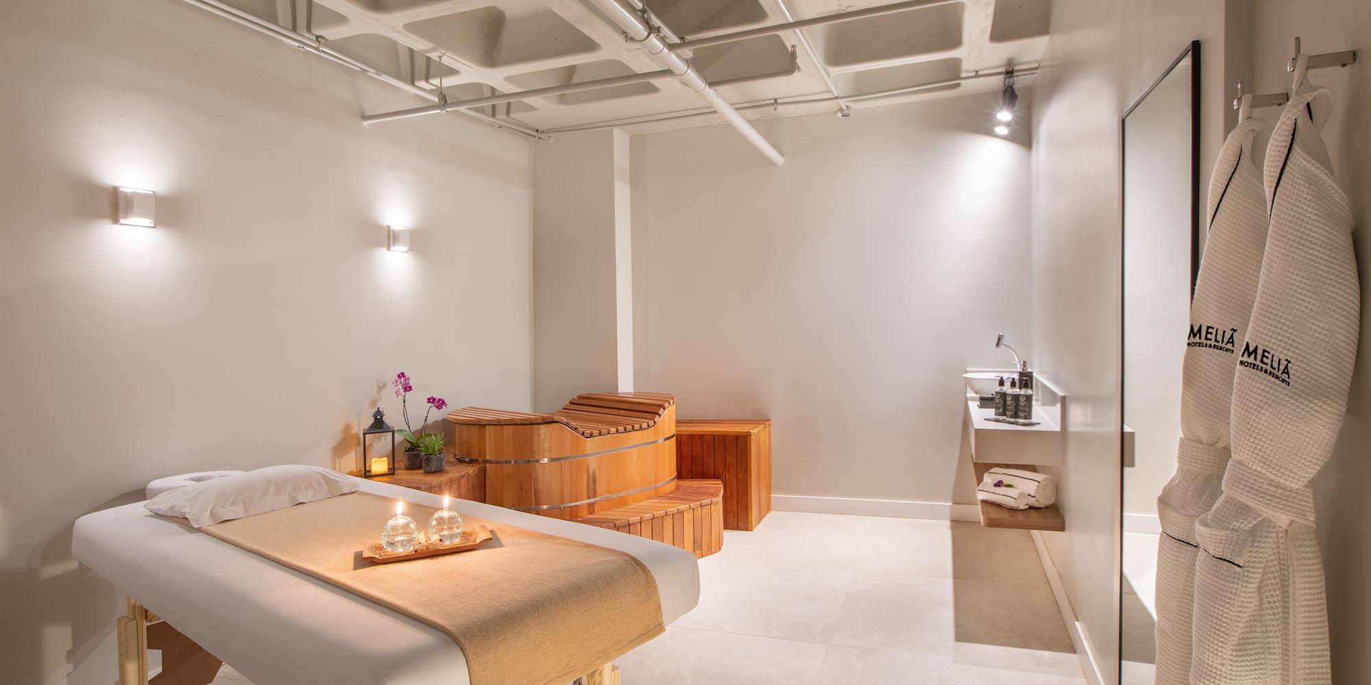 a massage table in a room