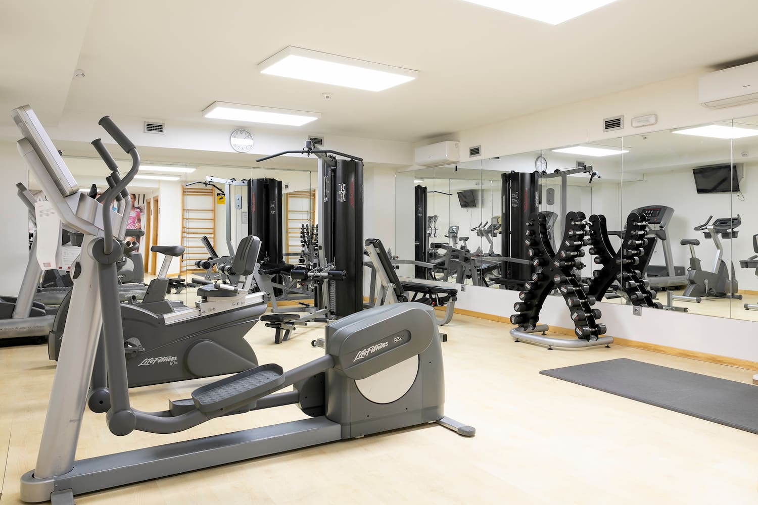 a room with exercise equipment
