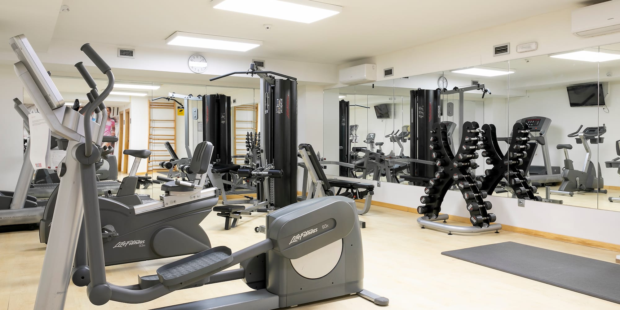 a room with exercise equipment