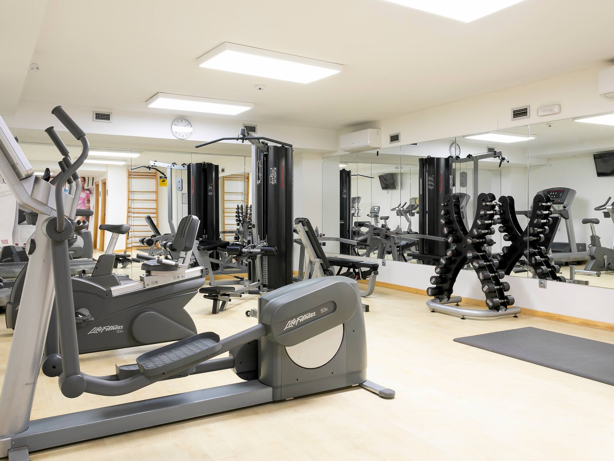 a room with exercise equipment