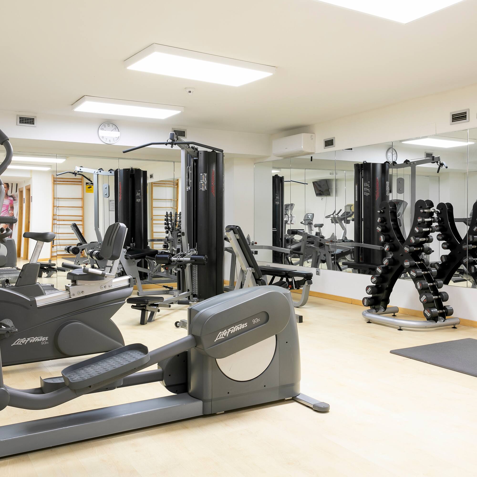 a room with exercise equipment