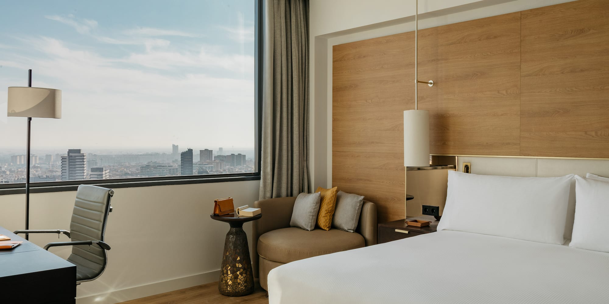 a room with a bed and a chair