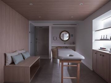 a massage table in a room