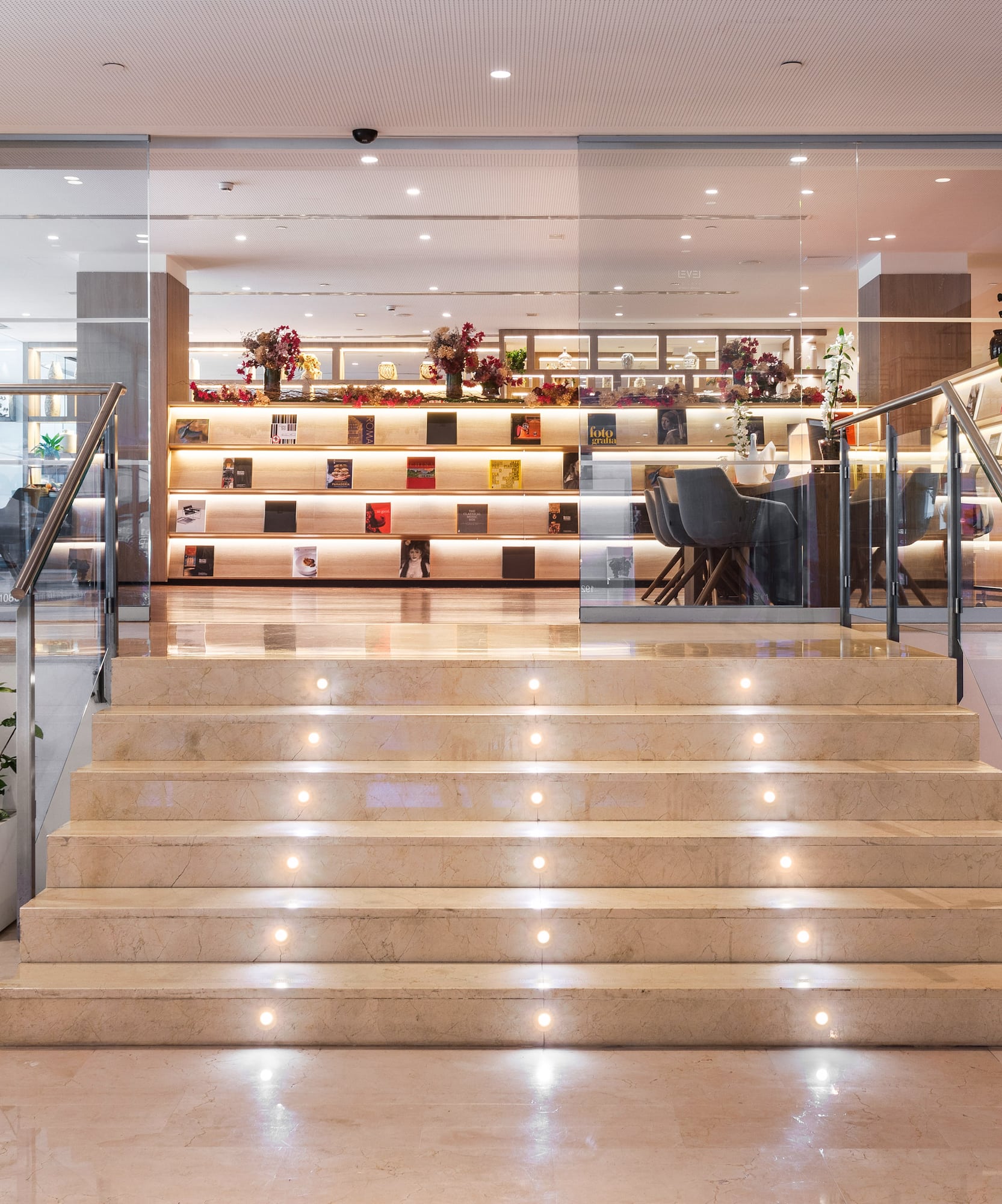 a staircase in a building