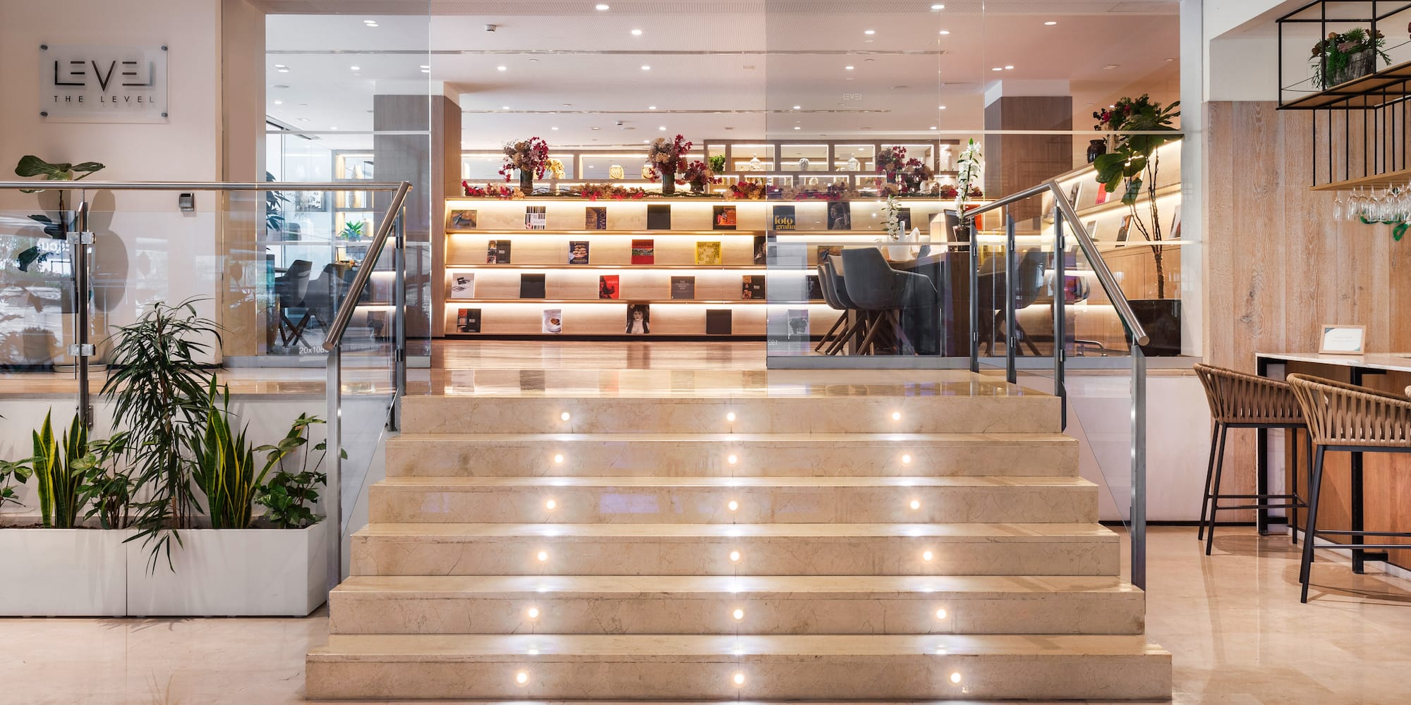 a staircase in a building