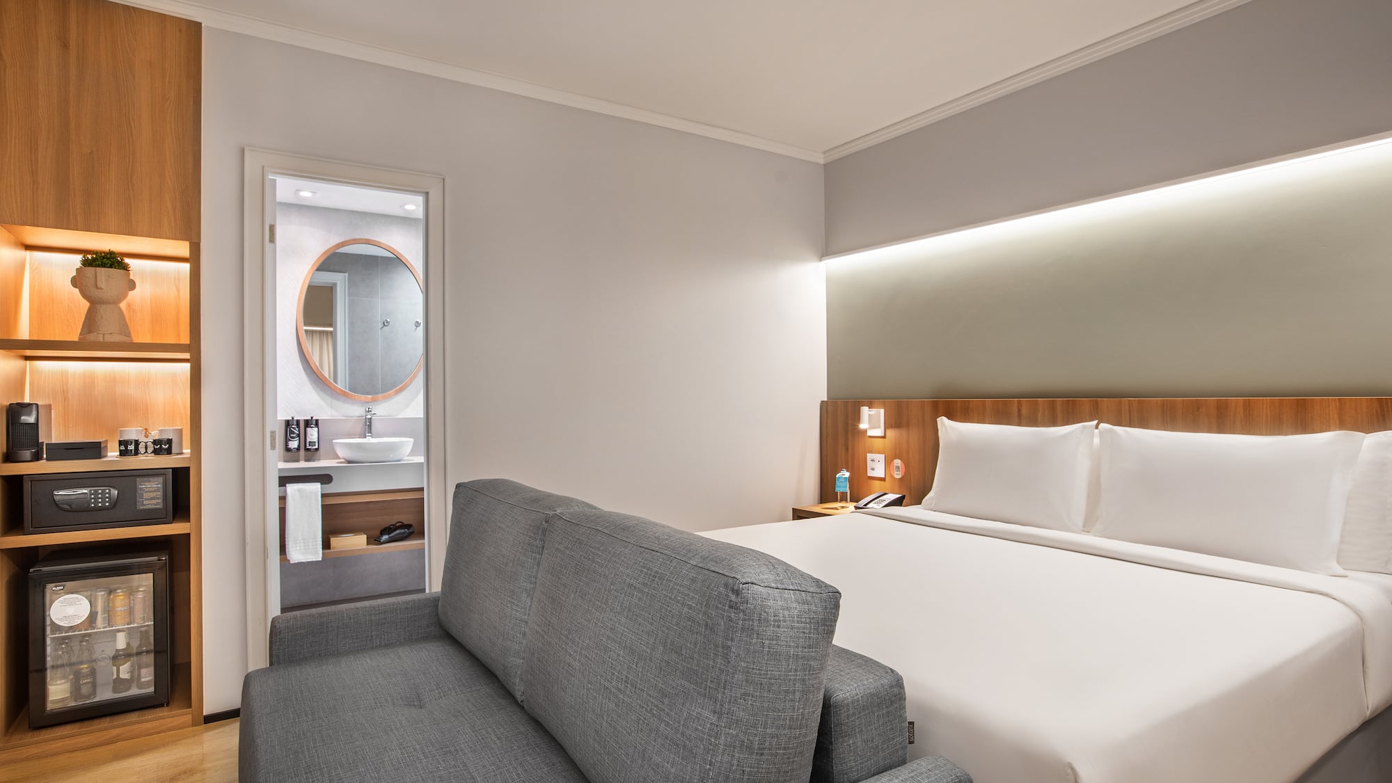 a room with a bed and a couch