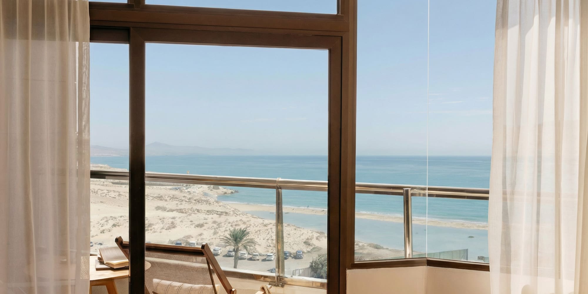 a room with a beach view