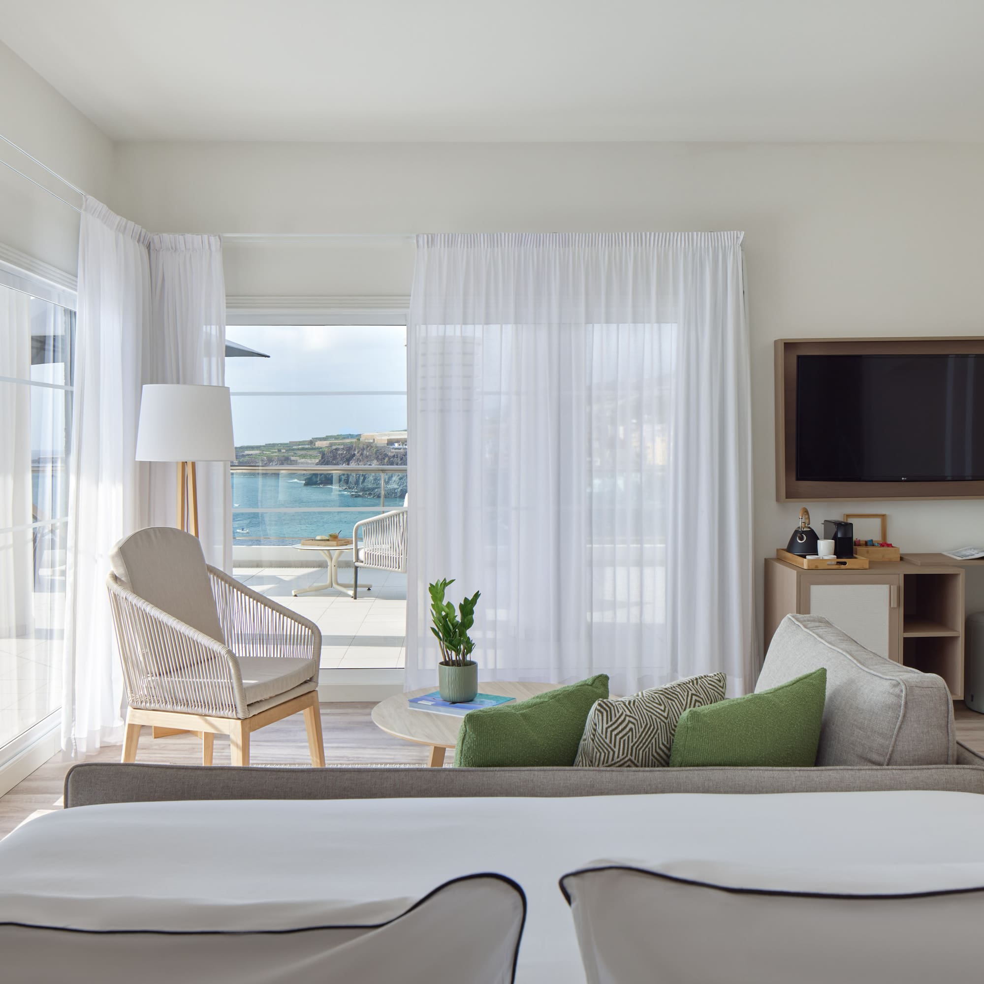 a room with a television and a couch