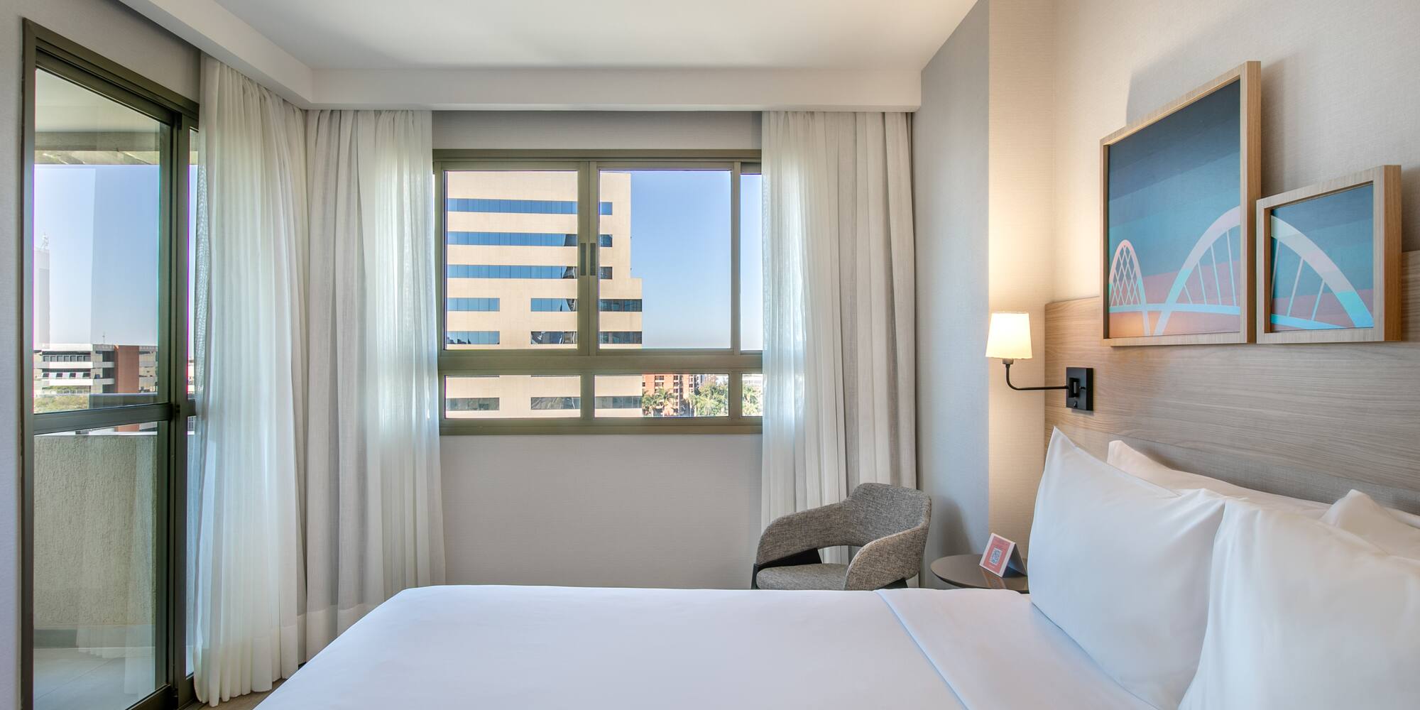 a bed in a hotel room