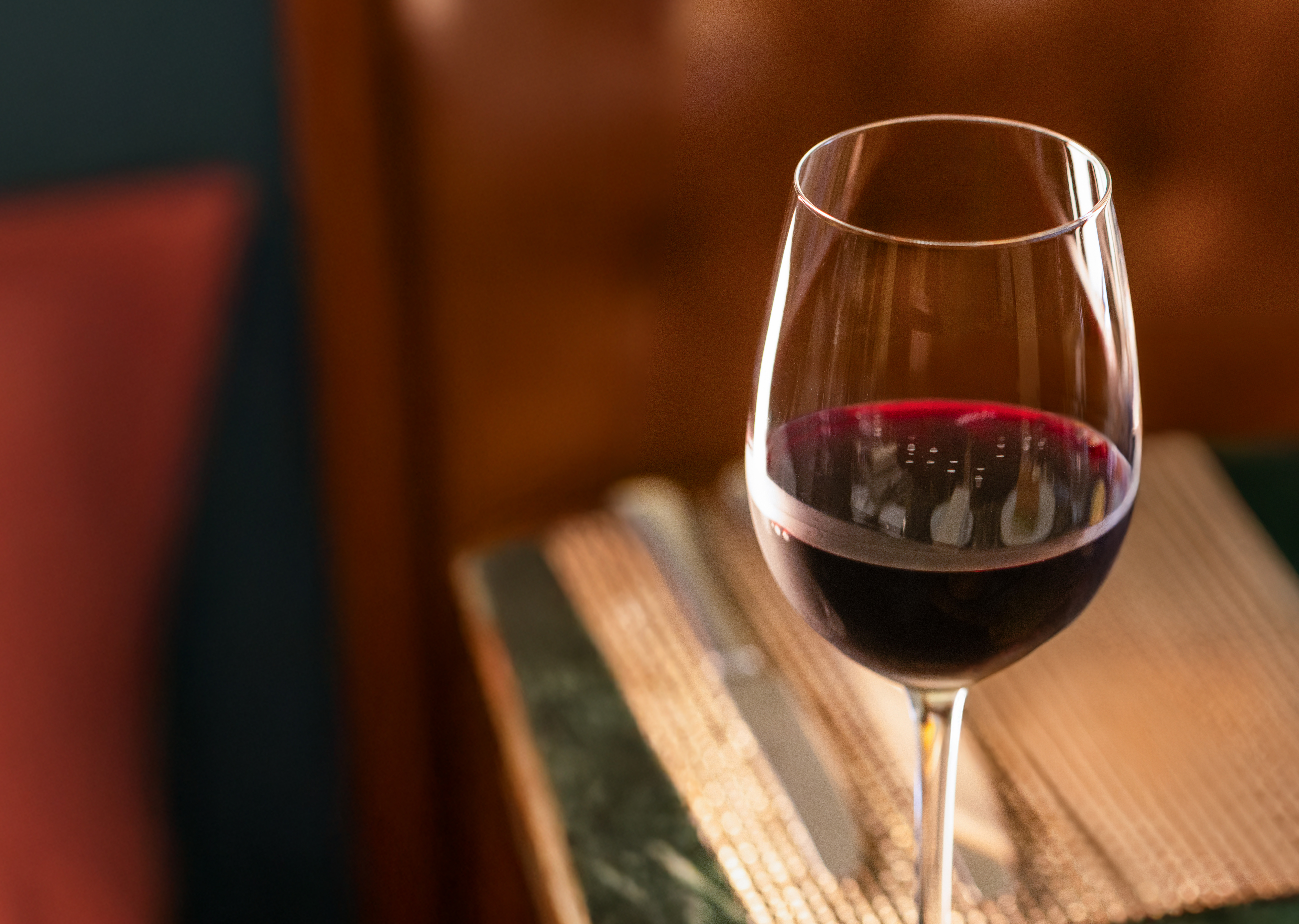 a glass of red wine