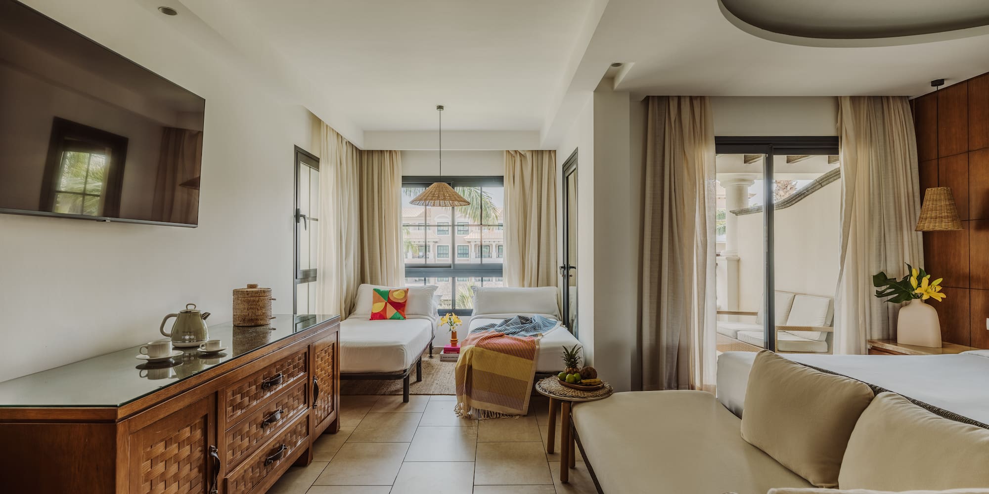 a room with a television and a couch