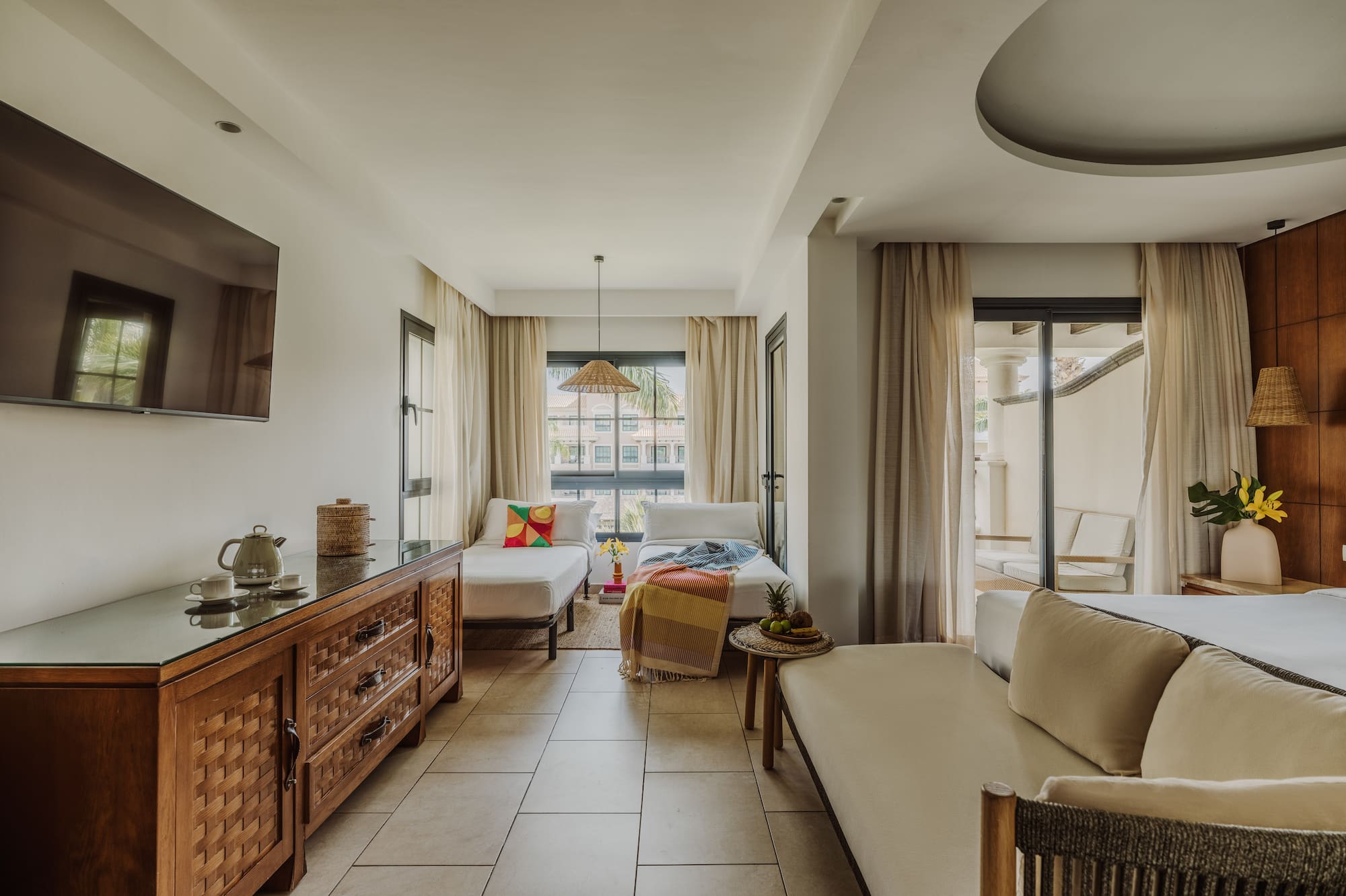 a room with a television and a couch