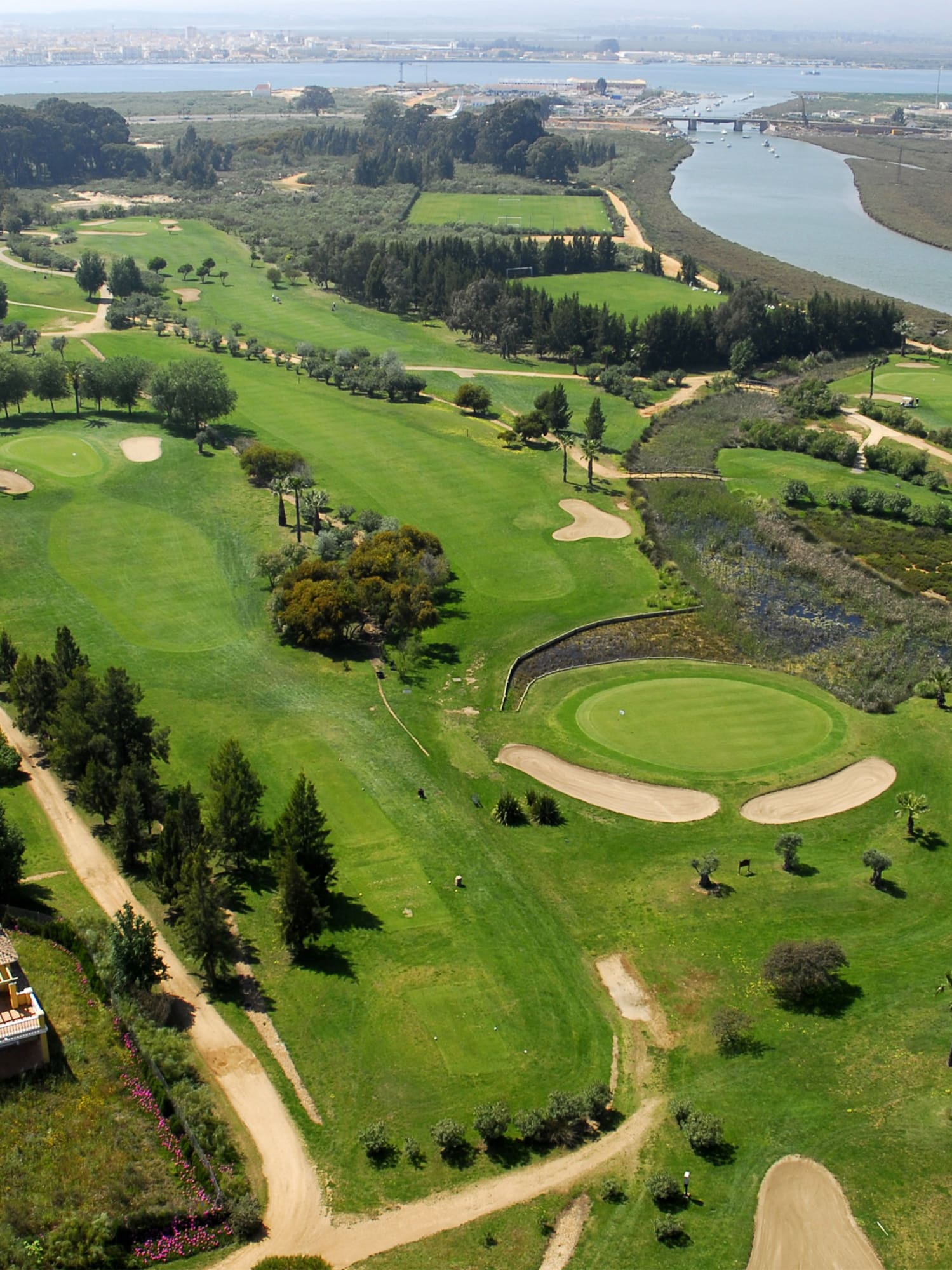 aerial view of a golf course
