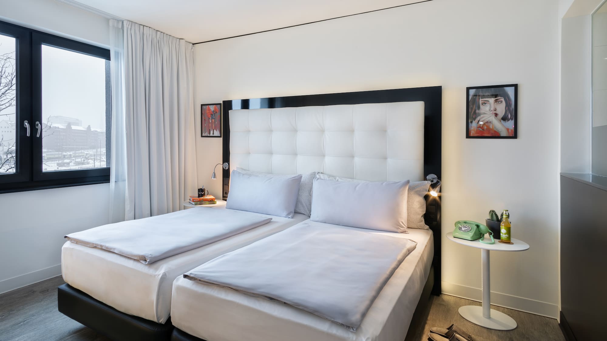 a room with two beds