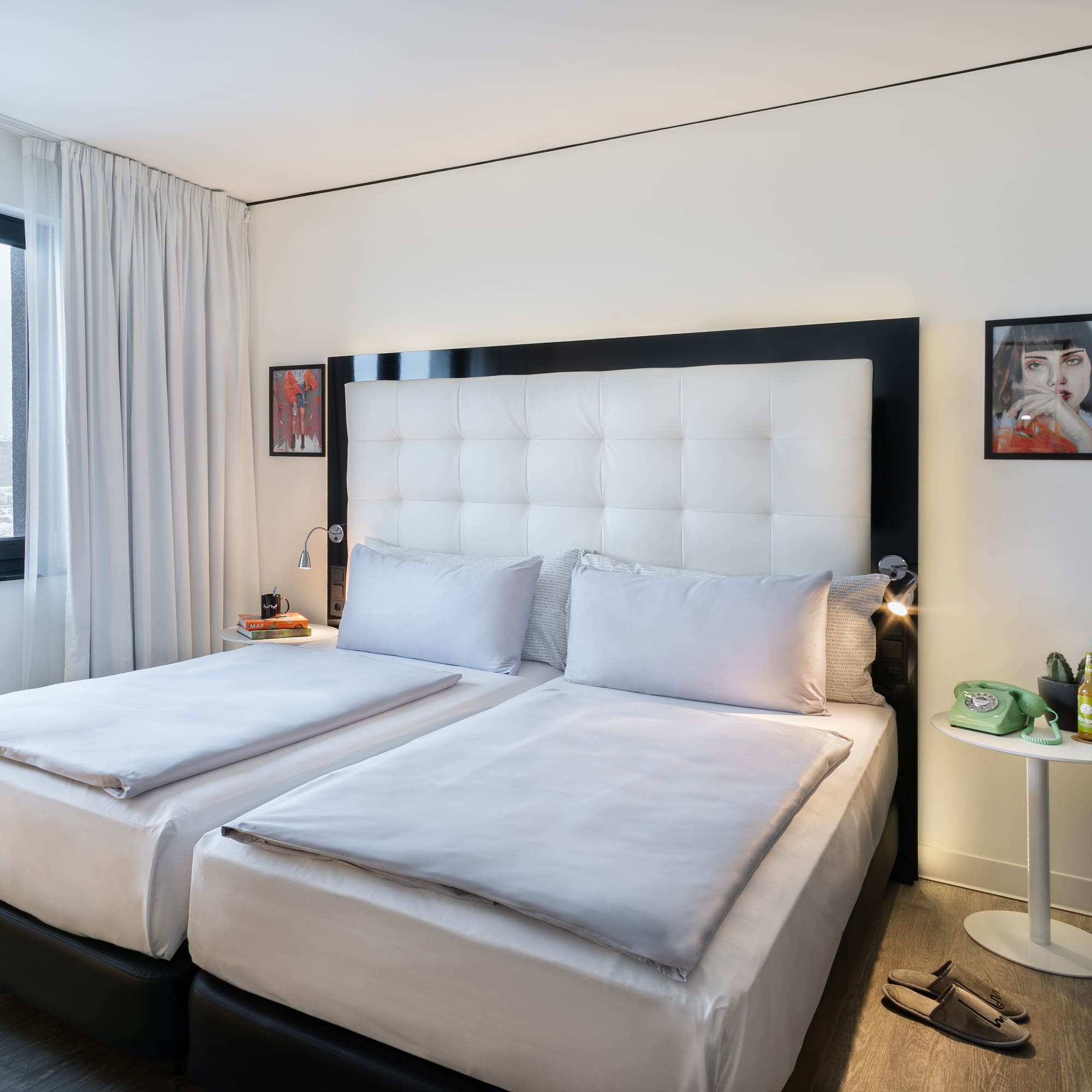 a room with two beds