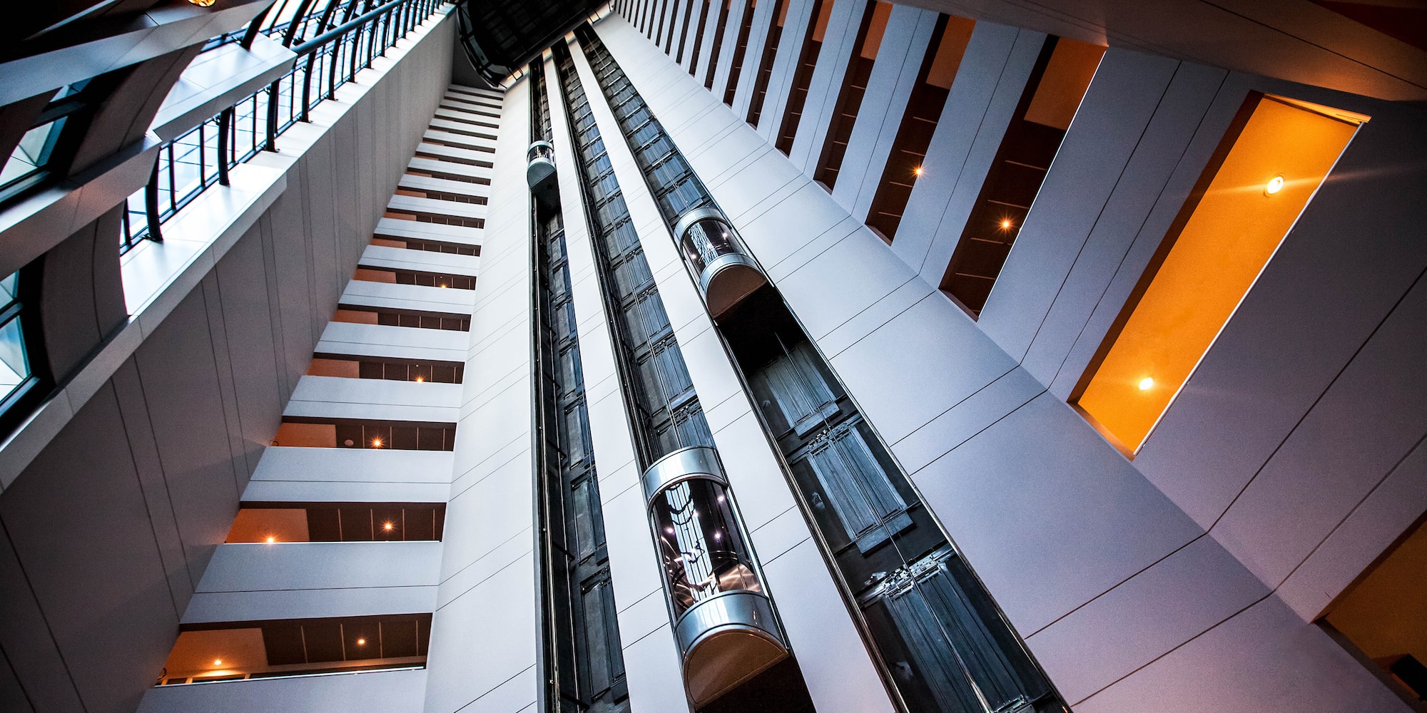 looking up at a tall building