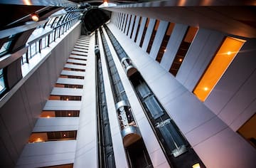 looking up at a tall building