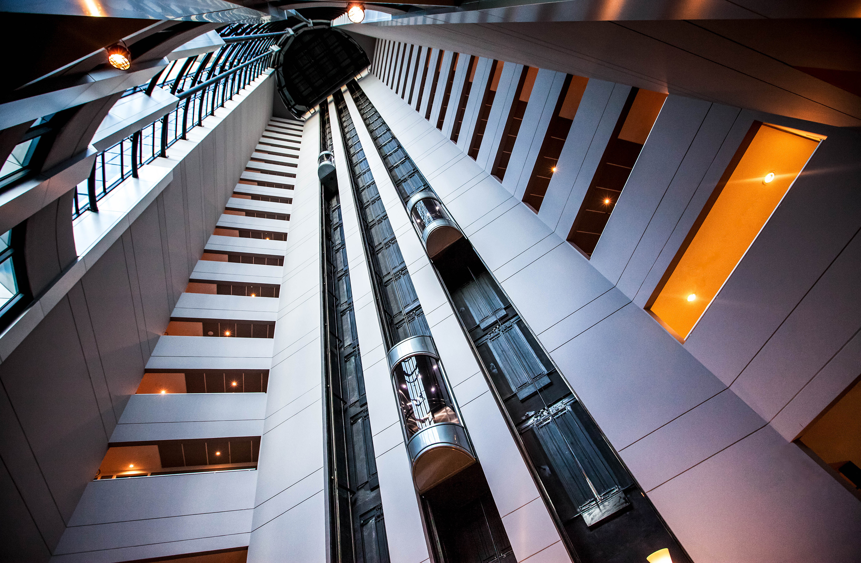looking up at a tall building