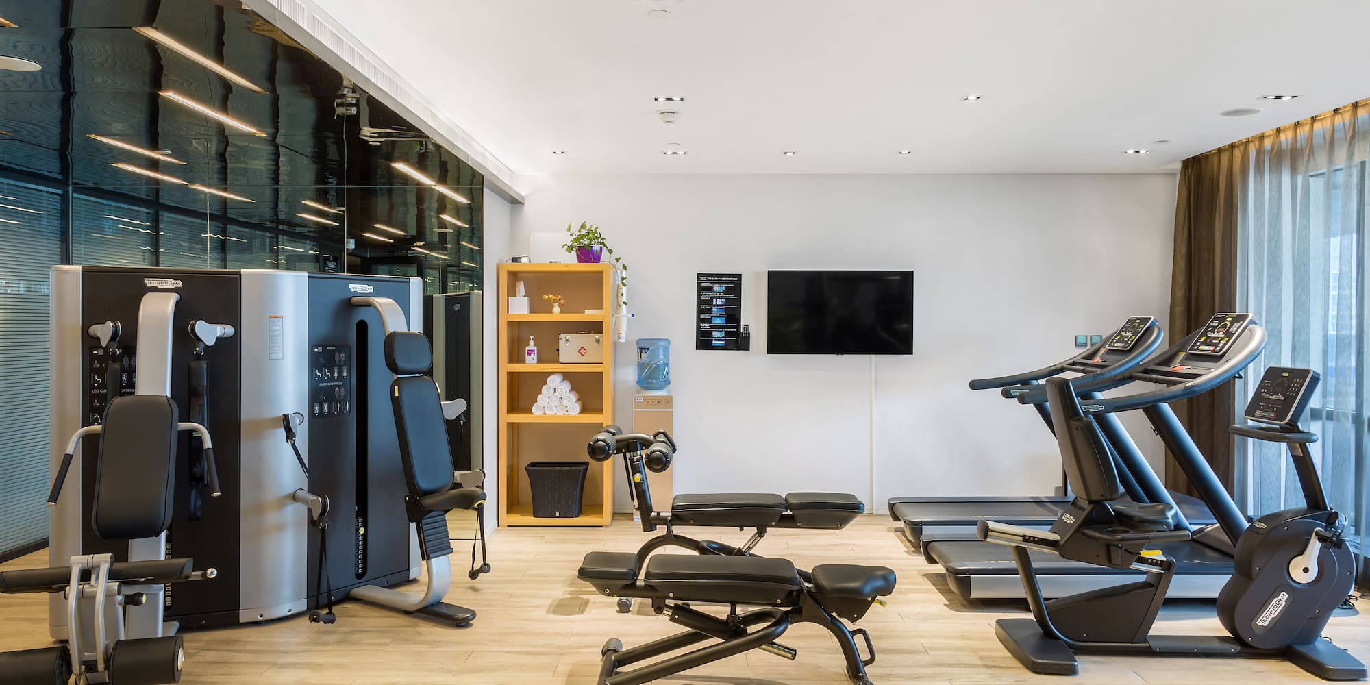 a room with exercise equipment