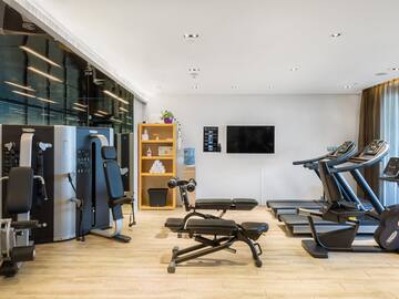 a room with exercise equipment