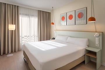 a bed in a room