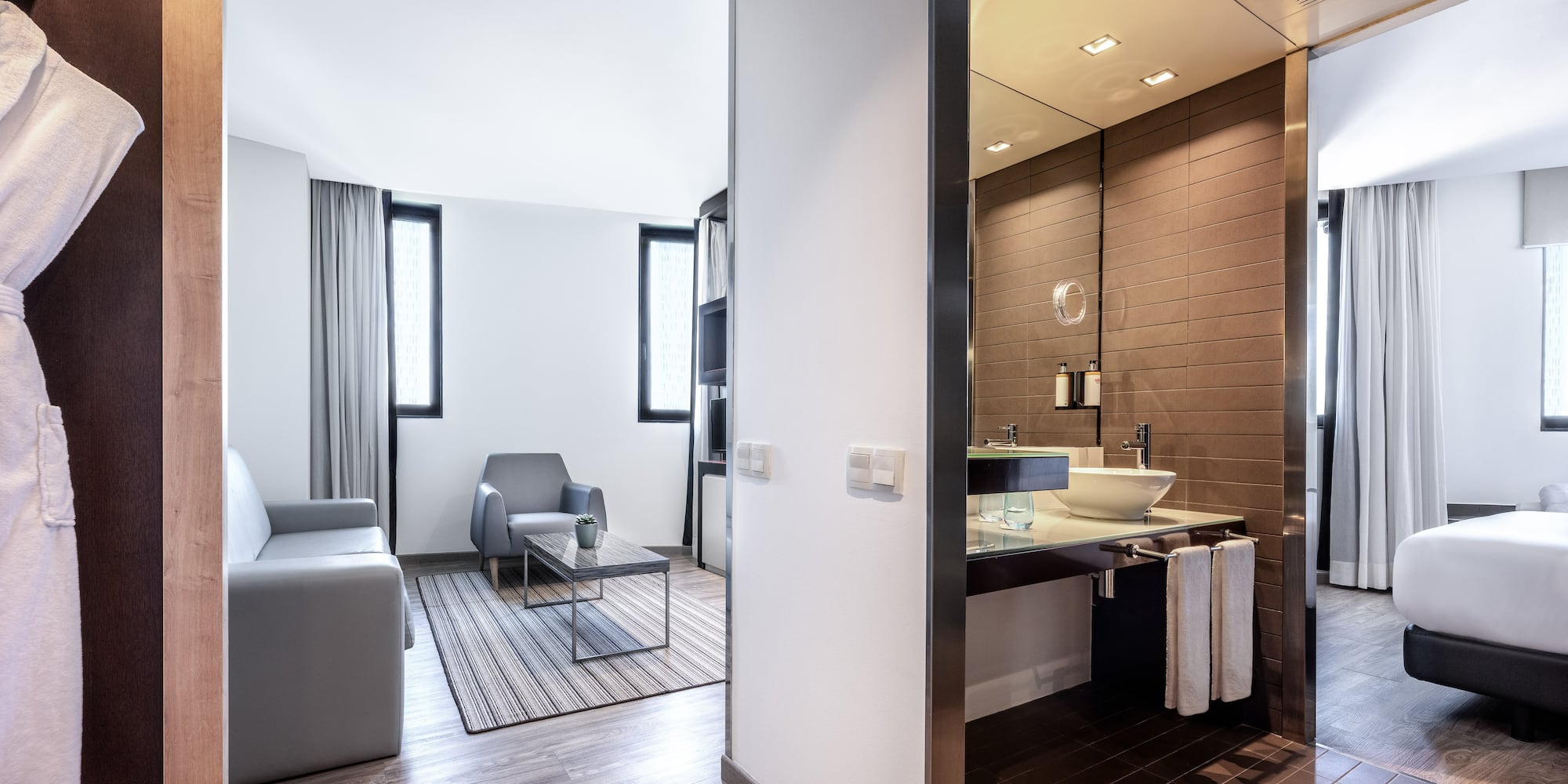 a room with a sink and a couch