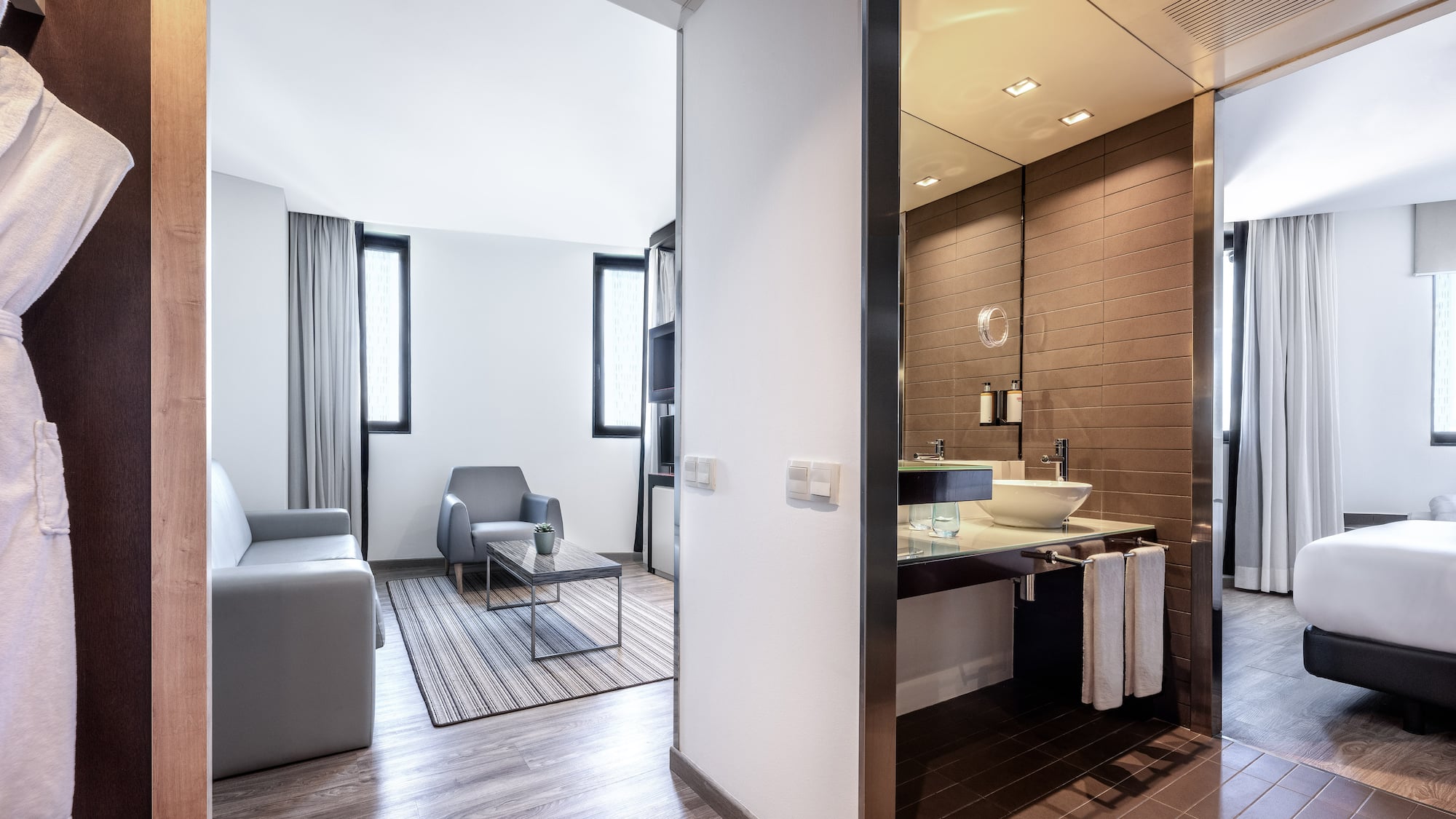 a room with a sink and a couch