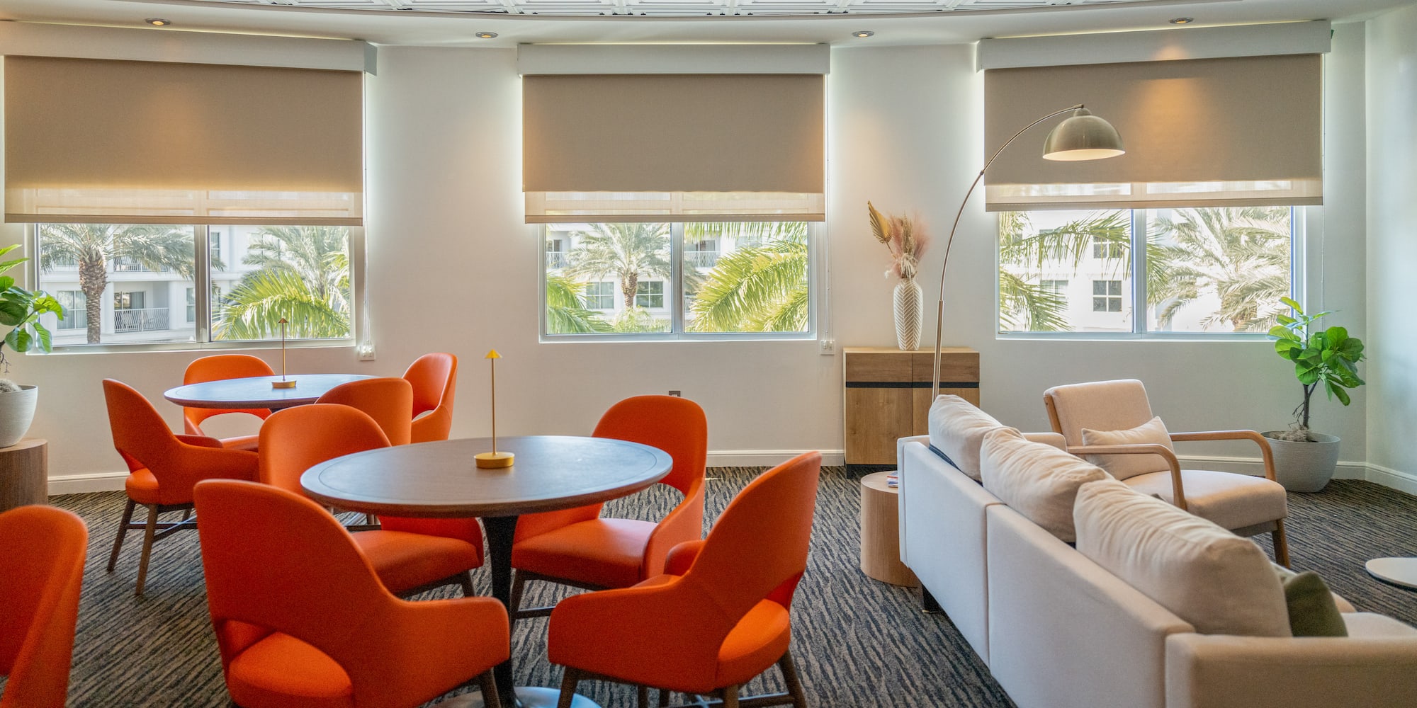 a room with a couch and a table