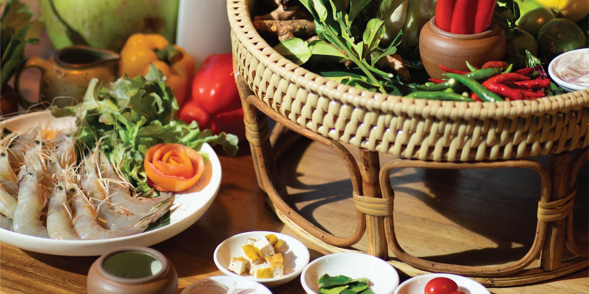 a basket of food on a table