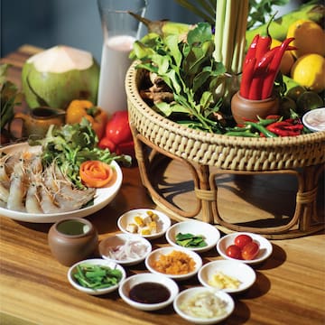 a basket of food on a table