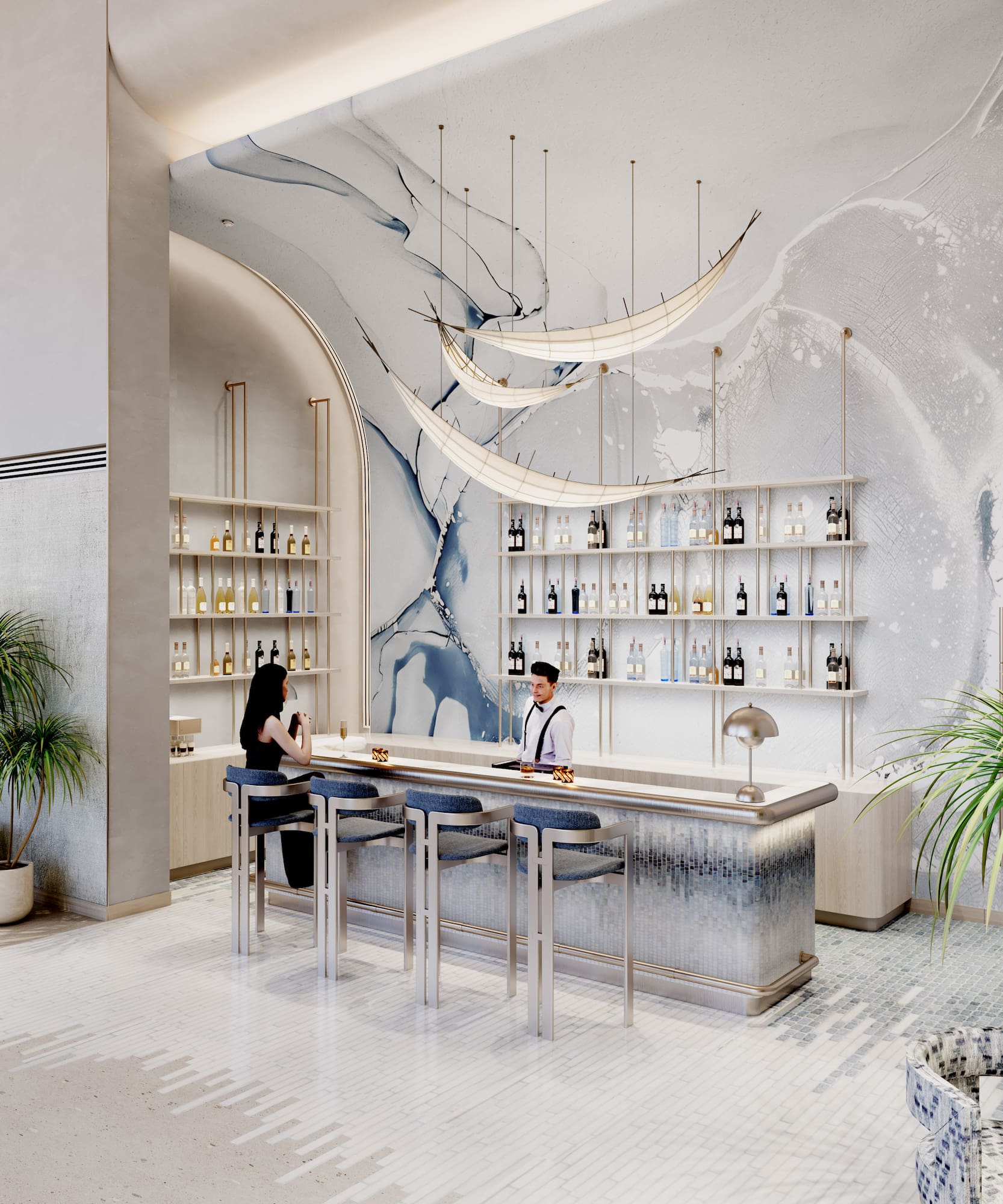 a man and woman at a bar