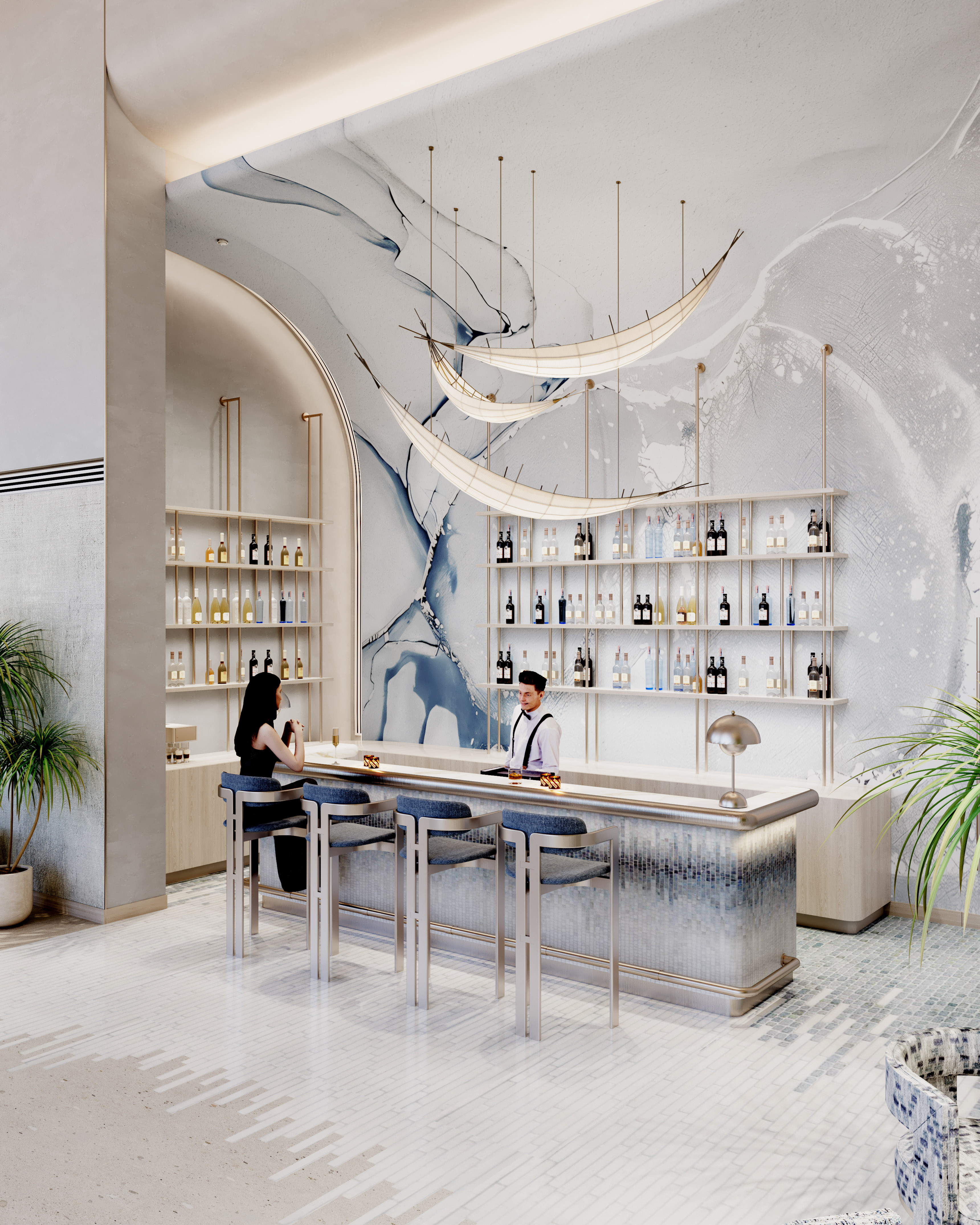 a man and woman at a bar