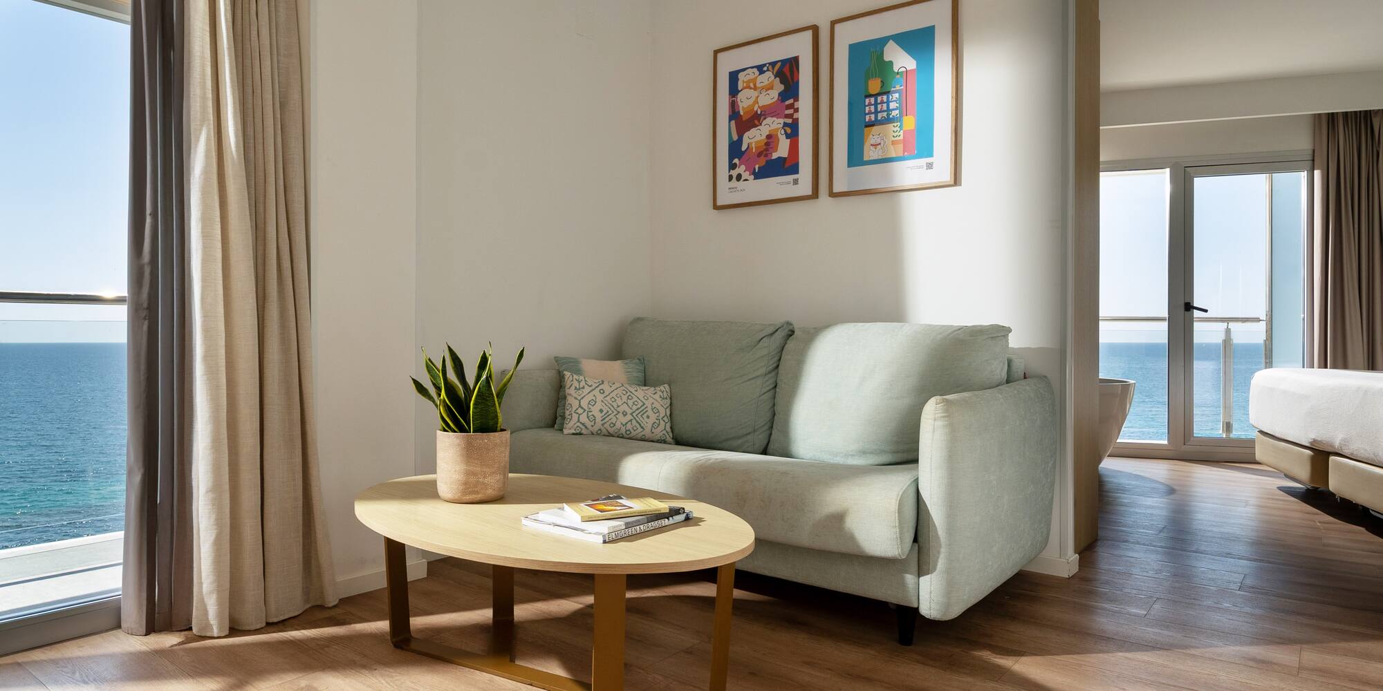 a living room with a couch and a coffee table