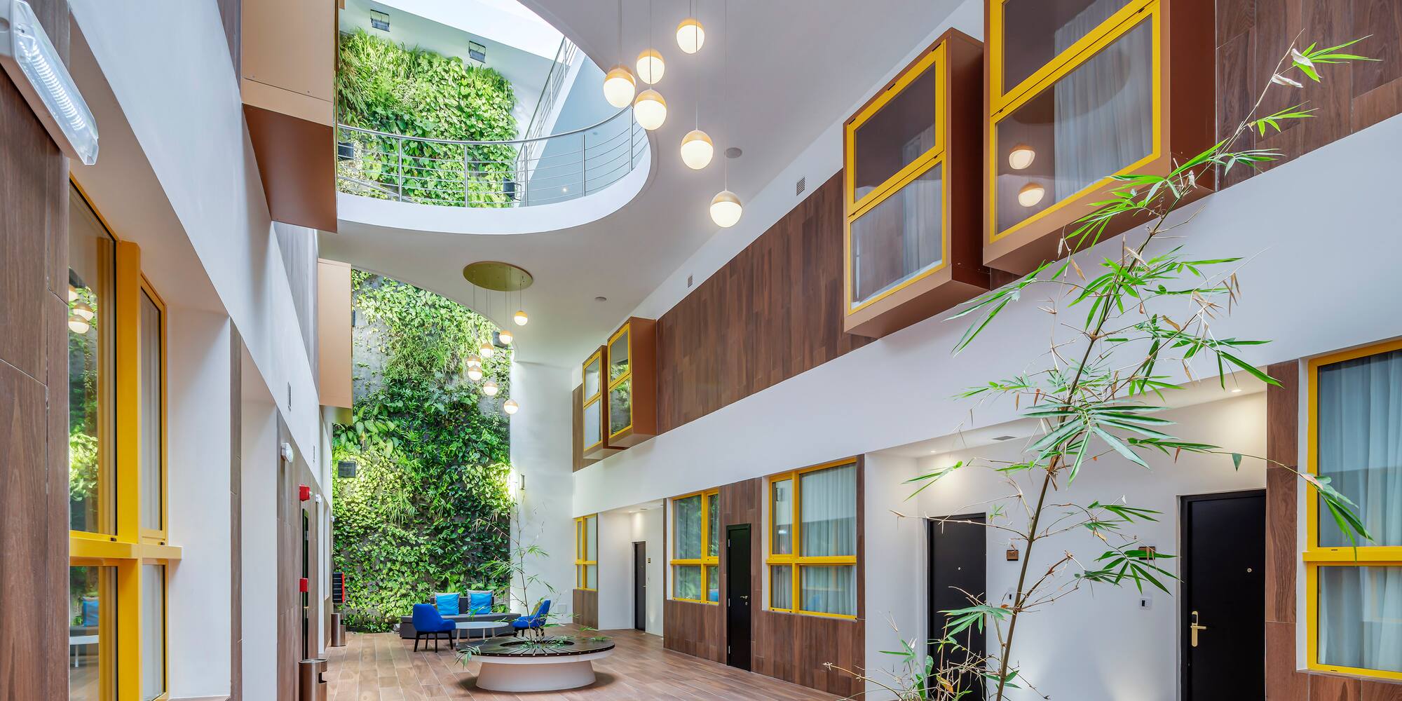 a building with a tree in it