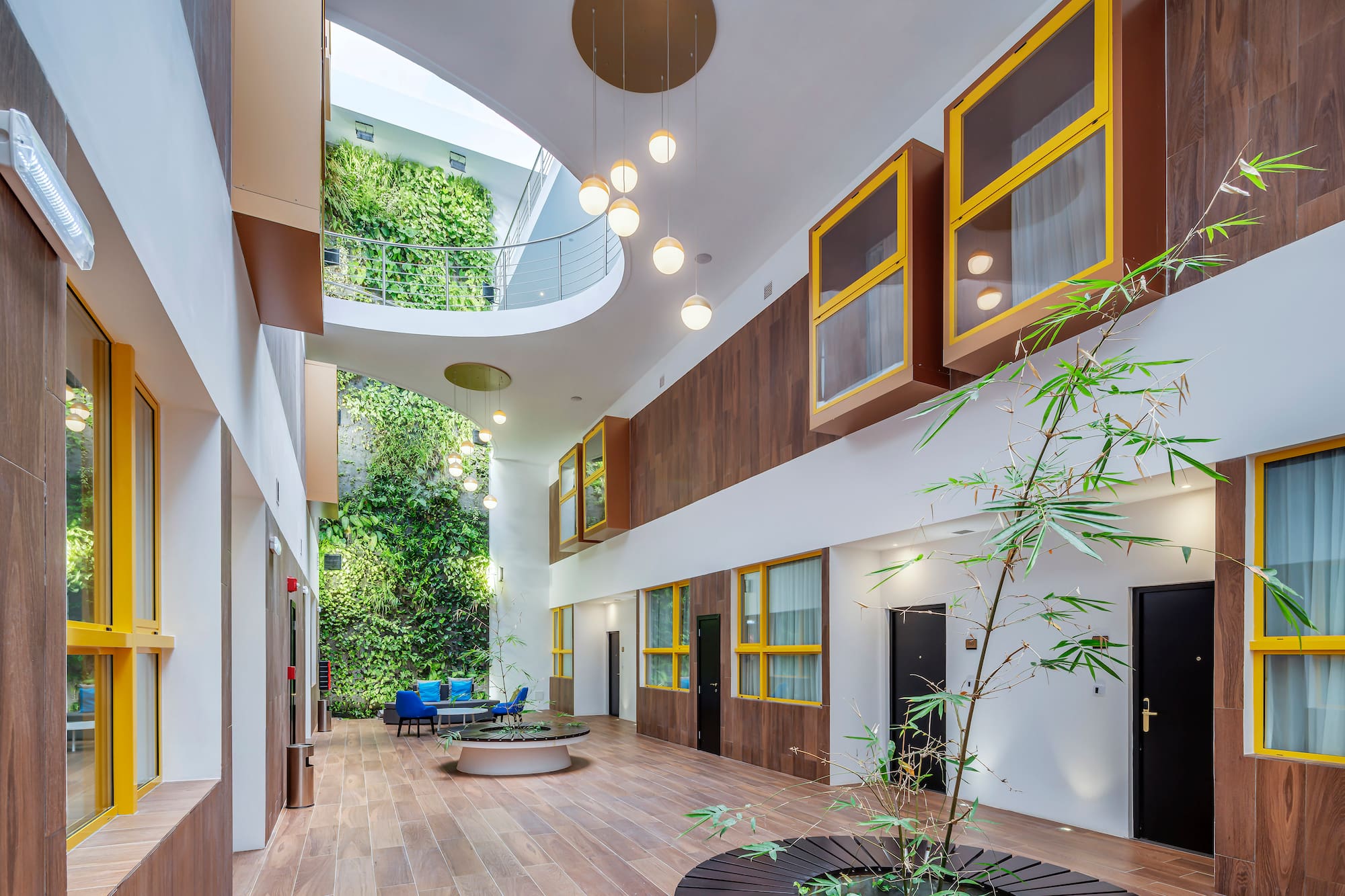 a building with a tree in it