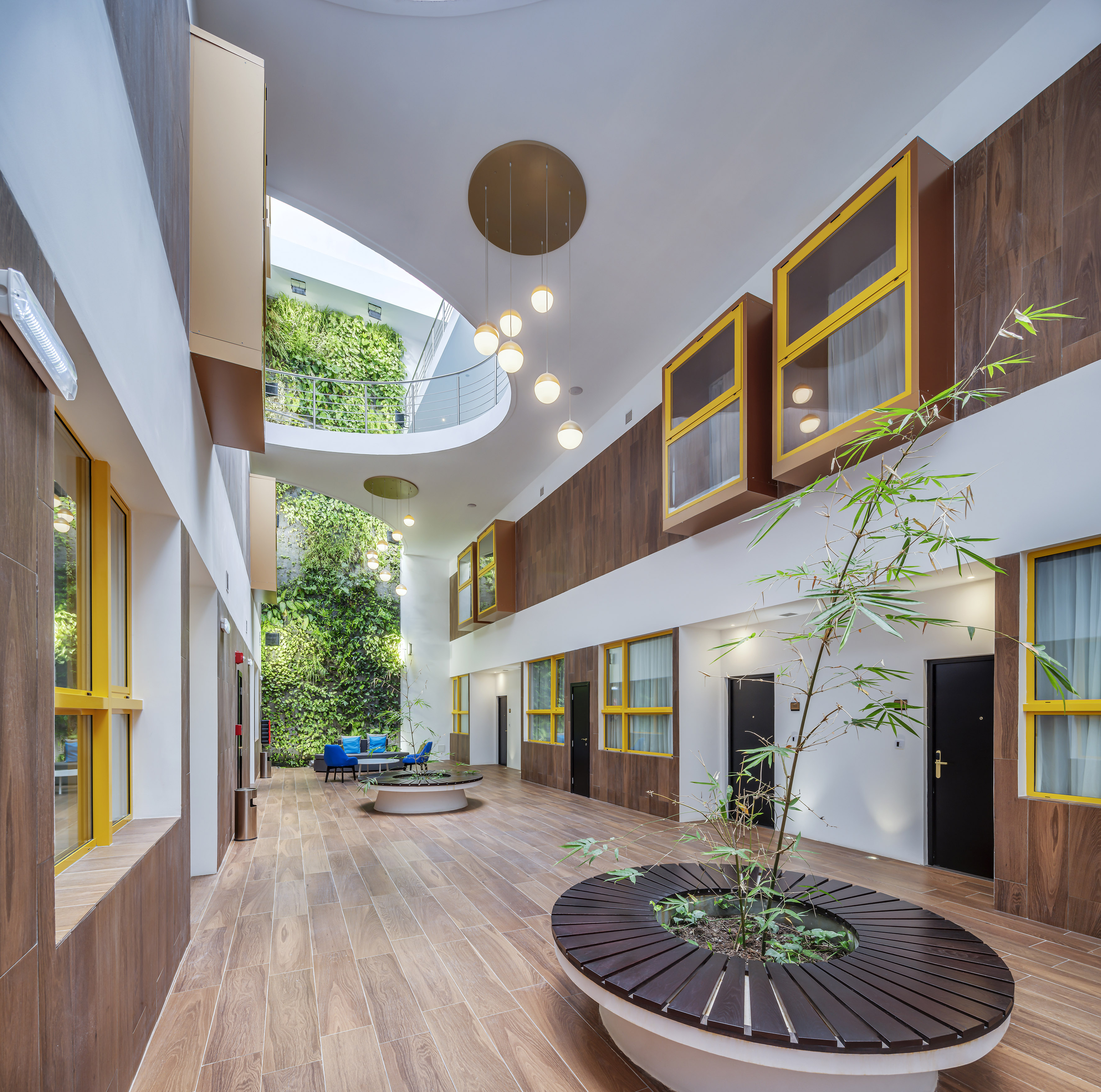 a building with a tree in it