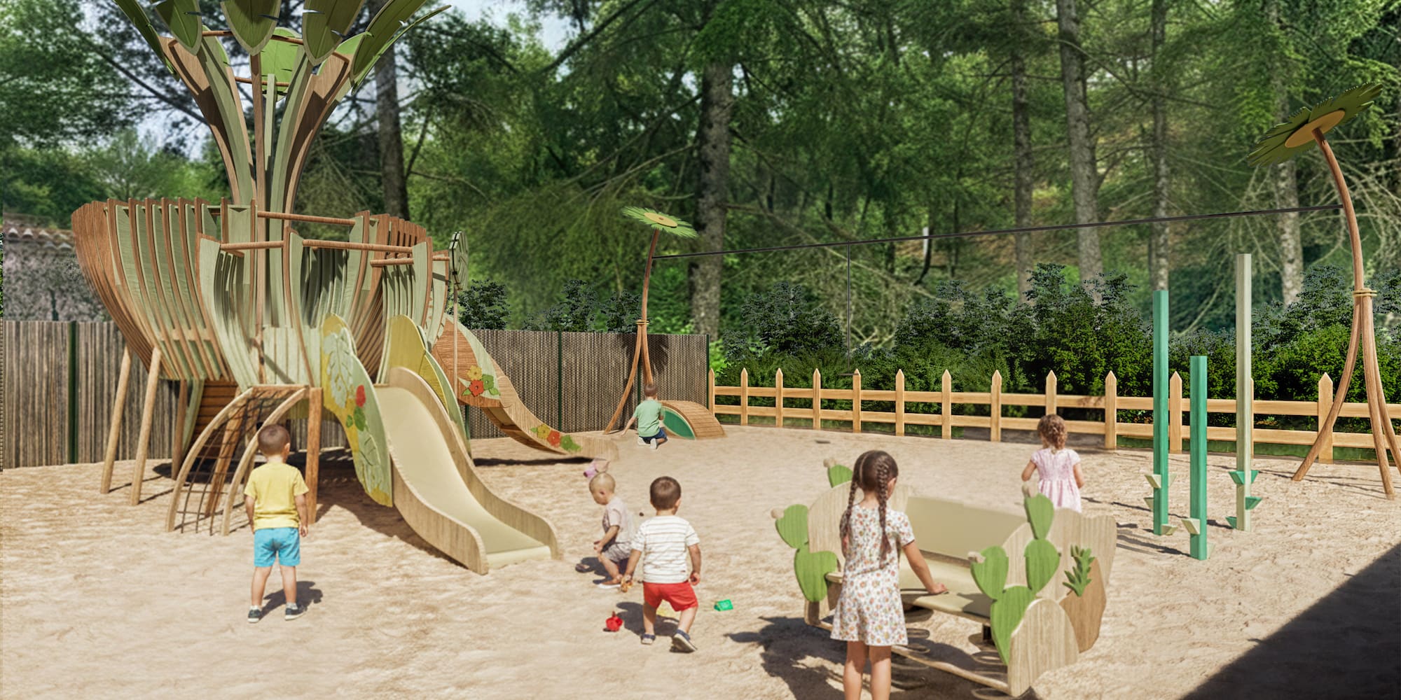 a group of kids playing on a playground
