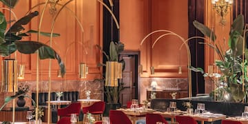 a room with tables and chairs