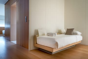a bed in a room