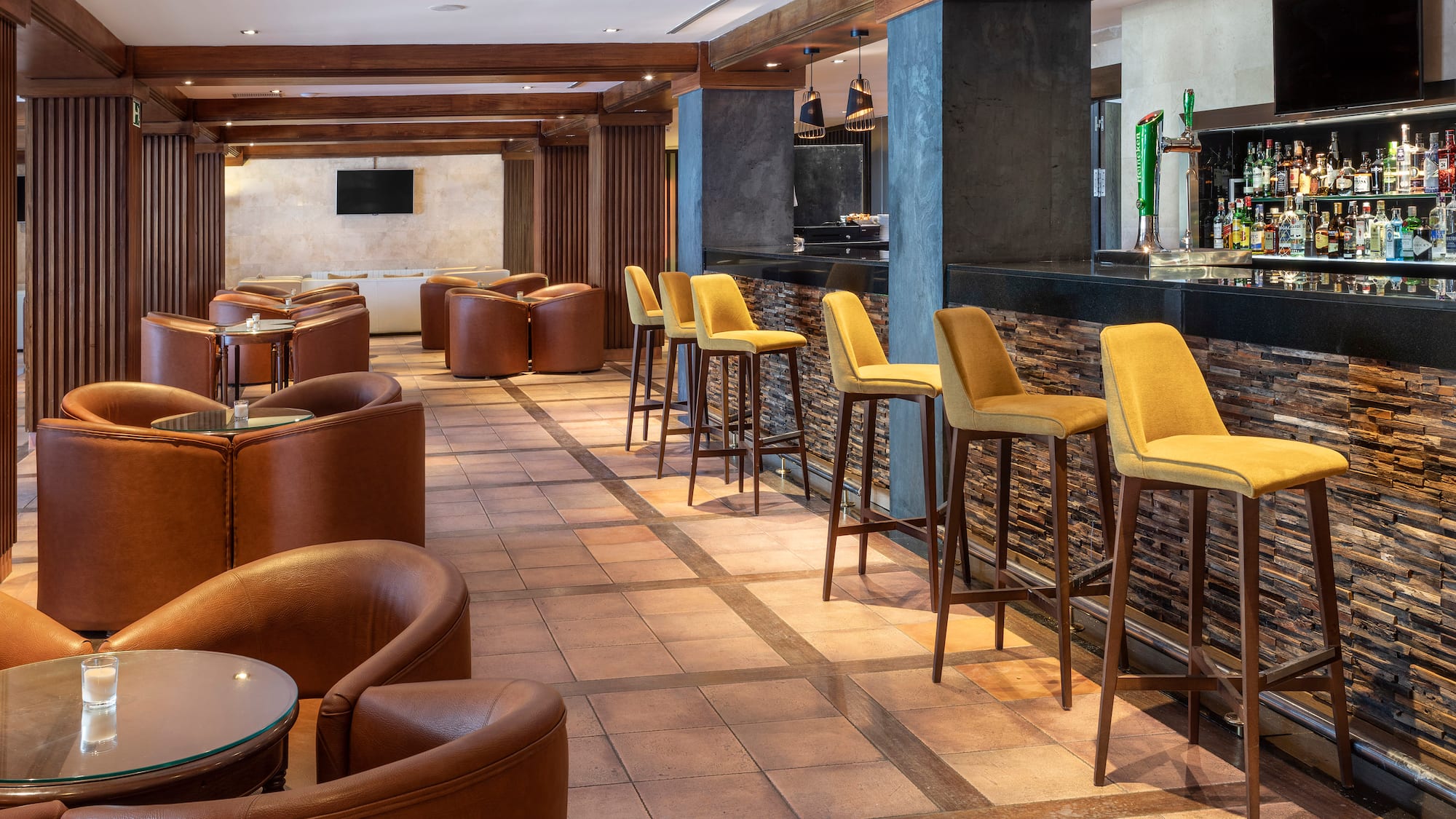 a room with chairs and tables