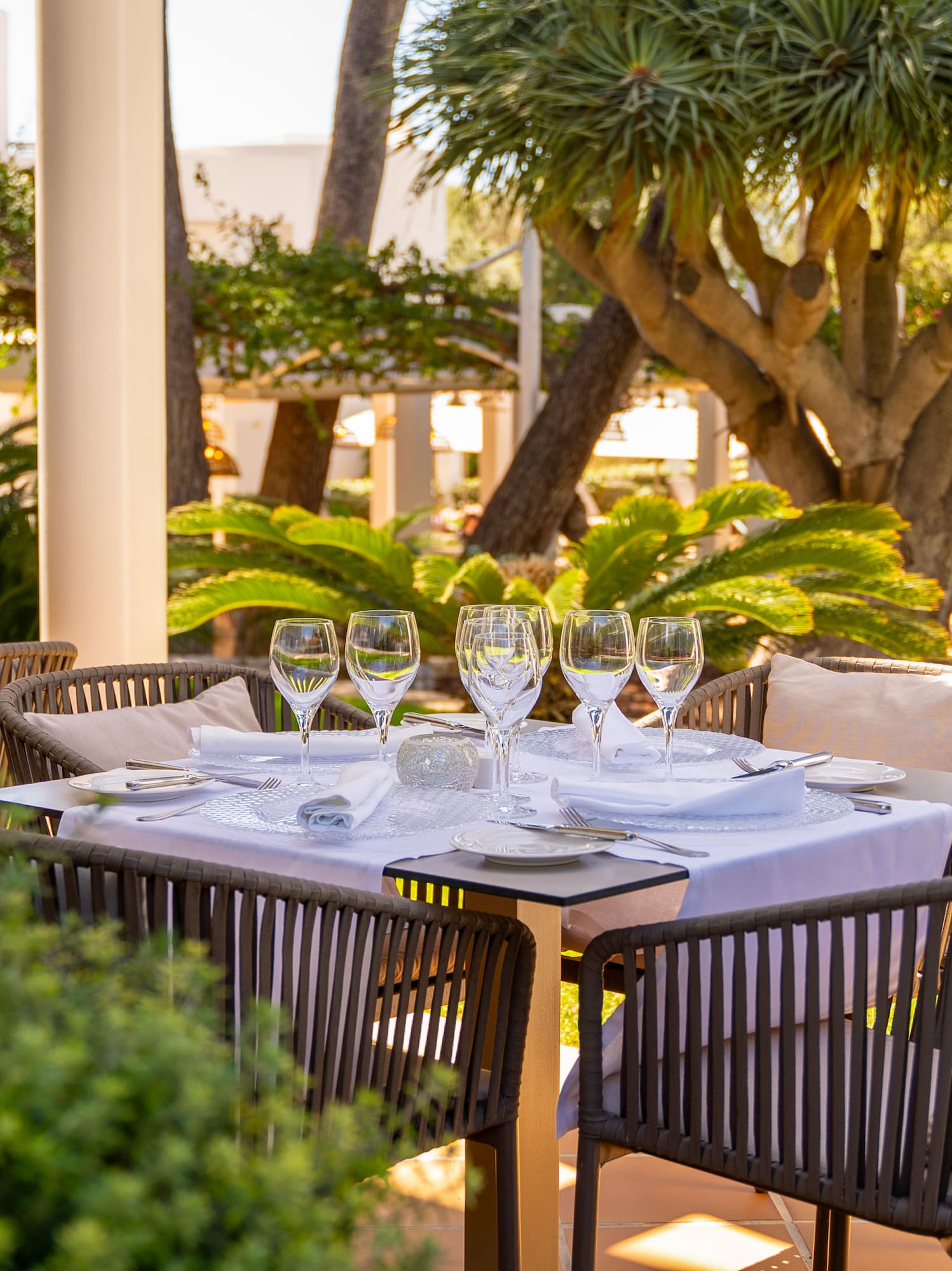 a table set up for a dinner party