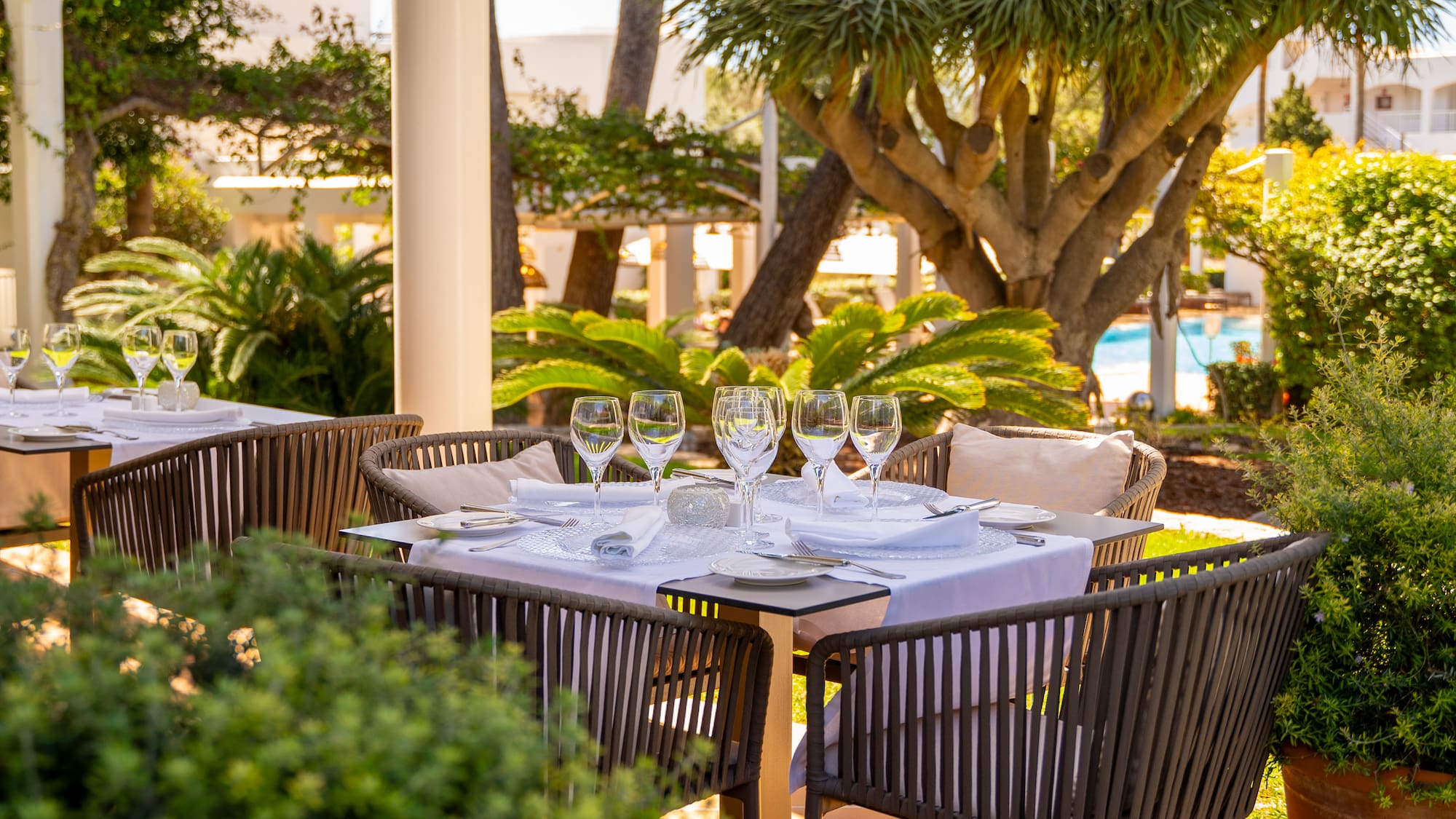 a table set up for a dinner party