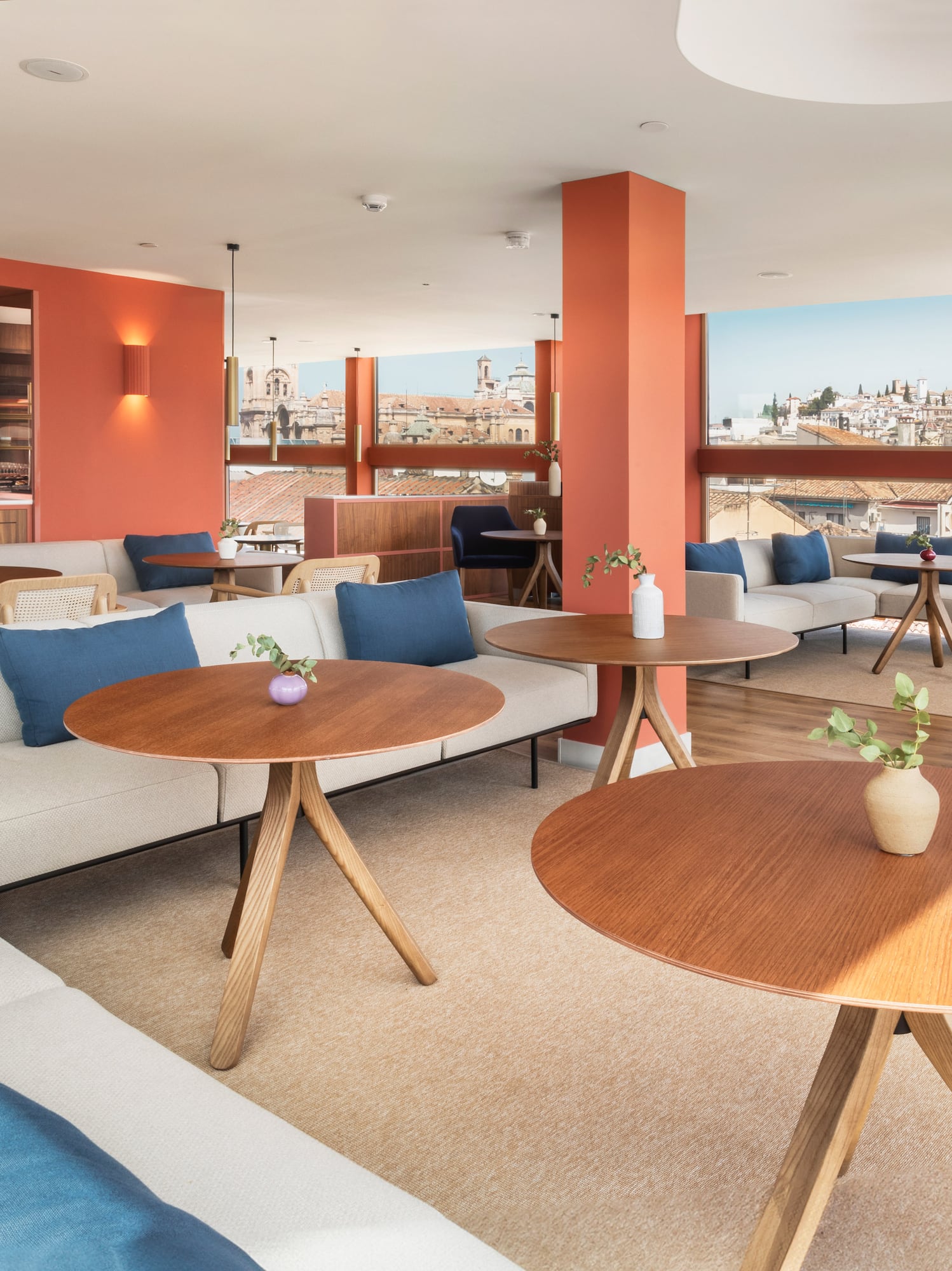 a room with tables and chairs