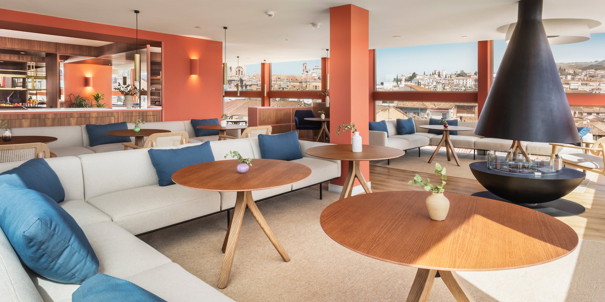 a room with tables and chairs