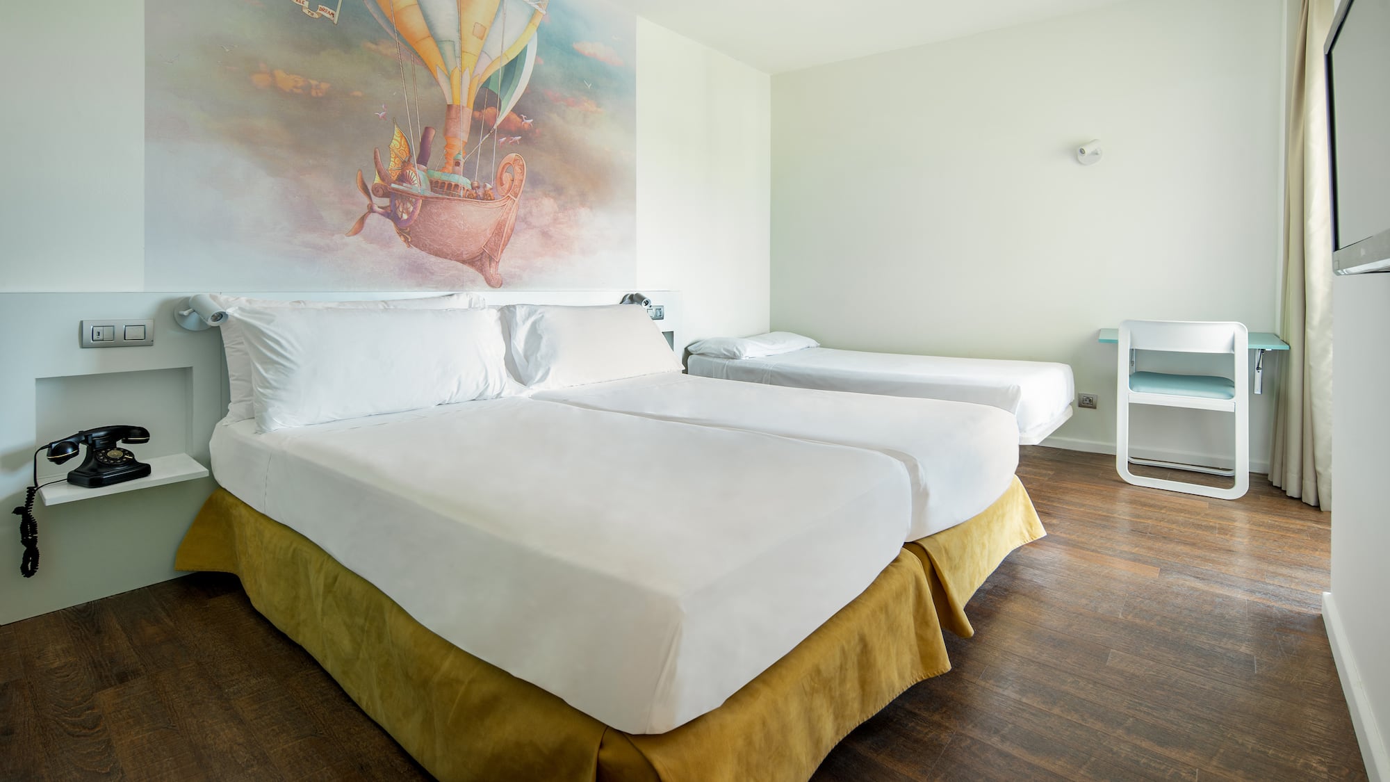 a room with two beds