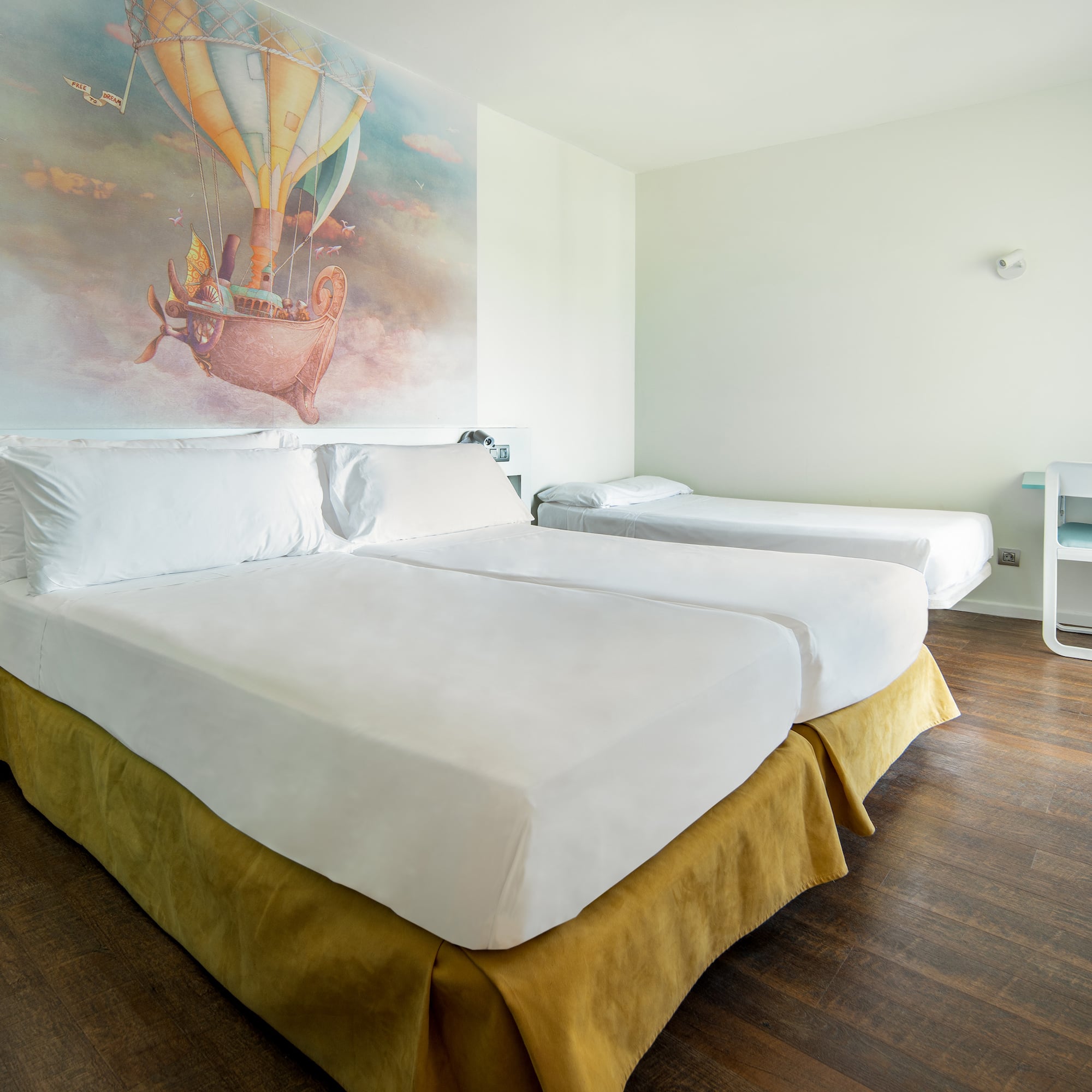 a room with two beds